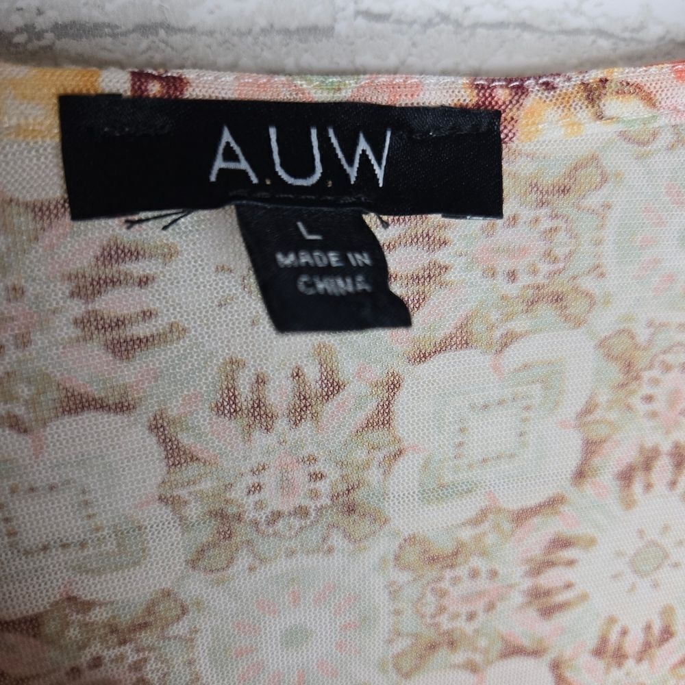 AUW Secret Charm Pink Floral Waist Tie Open Cardigan - Picture 2 of 5